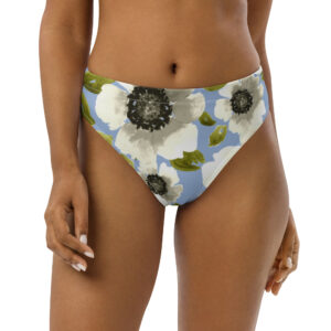 Recycled high-waisted bikini bottom flower pattern