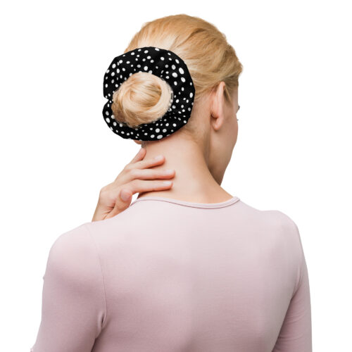 Recycled Scrunchie Black and White Dots